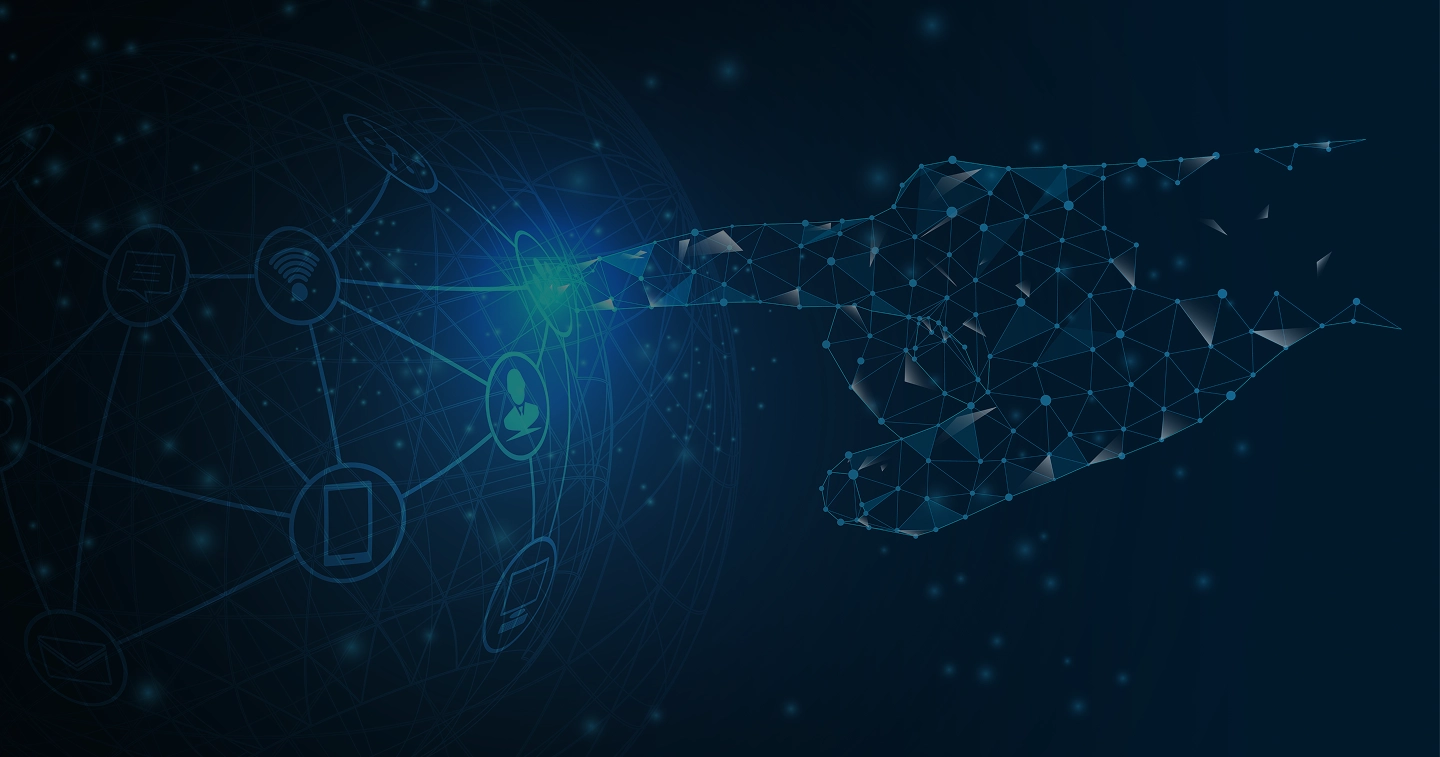 Grafica di sfondo della pagina contatti di EnigmaCoreAi